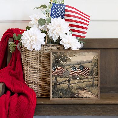 Kendrick Home Flags On Wooden Fence Wall Art