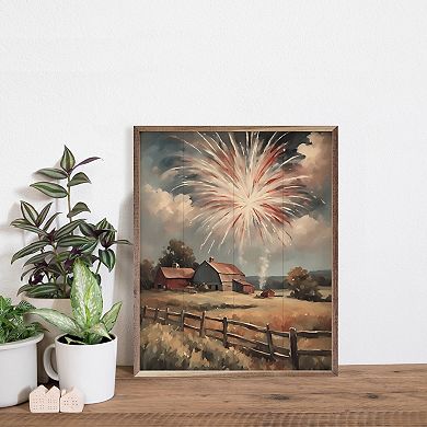Kendrick Home Fireworks South Over Barns Wall Art