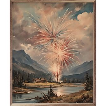 Kendrick Home Fireworks West Over Mountains Wall Art