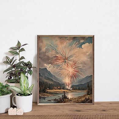 Kendrick Home Fireworks West Over Mountains Wall Art