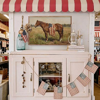 Kendrick Home Bay Mare Horse With American Flag Wall Art