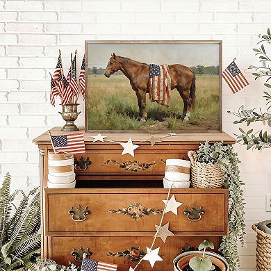 Kendrick Home Bay Mare Horse With American Flag Wall Art