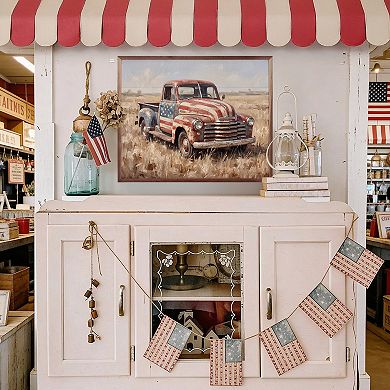 Kendrick Home Rustic Americana Flag Truck Wall Art