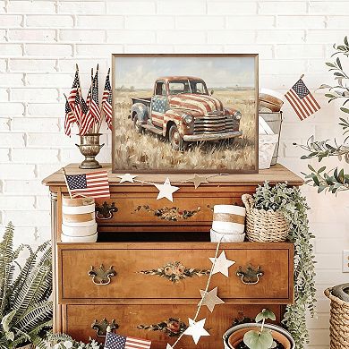 Kendrick Home Rustic Americana Flag Truck Wall Art