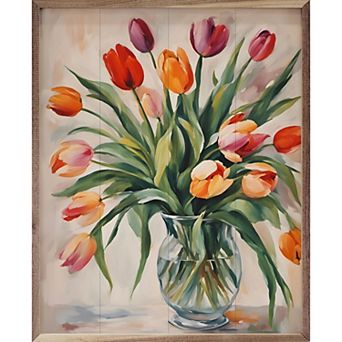 Kendrick Home Tulips In Clear Vase Wall Art