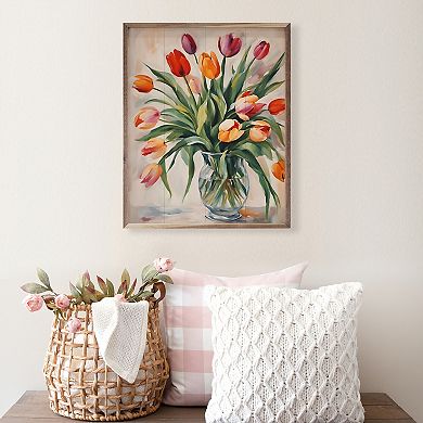 Kendrick Home Tulips In Clear Vase Wall Art