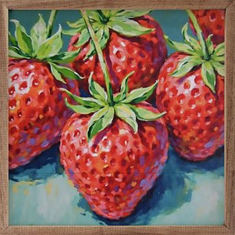 Kendrick Home Bright Summer Strawberries Framed Wall Art