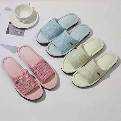 Roxoni Women’s Open Toe Indoor Slippers Soft Plush Slide Comfort Non Slip Sole Cozy Footwear