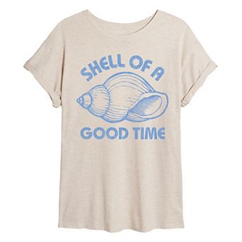 Juniors' Shell Of A Good Time Oversized Tee