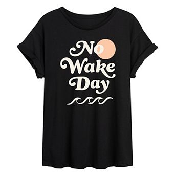 Juniors' No Wake Day Oversized Tee