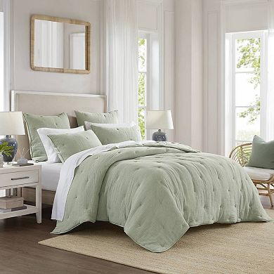 Harbor House Cotton Gauze Embroidered 3-Piece Quilt Set with Shams