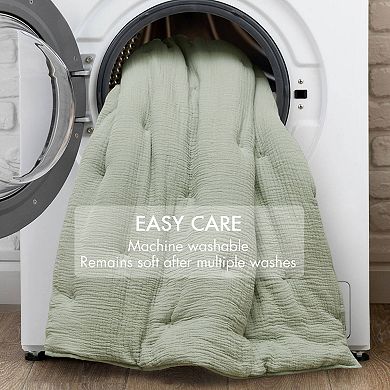 Harbor House Cotton Gauze Embroidered 3-Piece Quilt Set with Shams