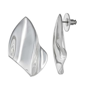 Nine West Silver Tone Metal Sheet Stud Earrings