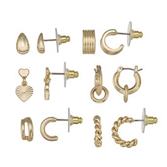 Nine West 6-Pair Gold Tone Stud Earrings Set