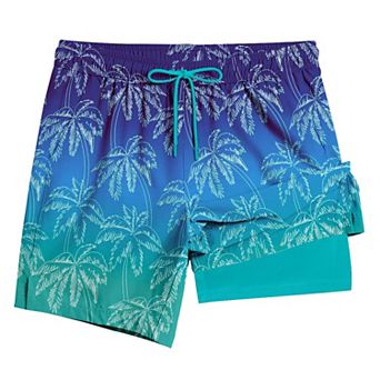 Mens 2 in 1 Swim Trunks 7 Inch Quick Dry Board Shorts with Compression Liner