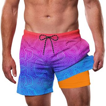 Mens 2 in 1 Swim Trunks 7 Inch Quick Dry Board Shorts with Compression Liner