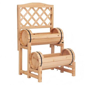Tiered Wooden Raised Garden Bed Outdoor Planter Box