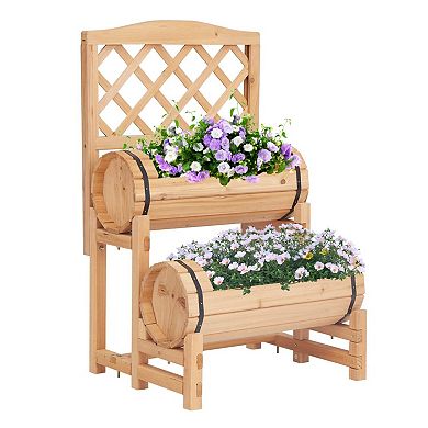 Tiered Wooden Raised Garden Bed Outdoor Planter Box