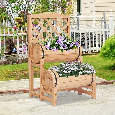 Tiered Wooden Raised Garden Bed Outdoor Planter Box