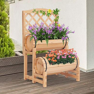 Tiered Wooden Raised Garden Bed Outdoor Planter Box