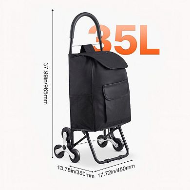 6-Wheel Stair Climbing Foldable Shopping Cart Trolley