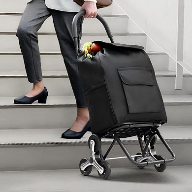 6-Wheel Stair Climbing Foldable Shopping Cart Trolley
