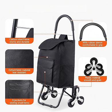 6-Wheel Stair Climbing Foldable Shopping Cart Trolley