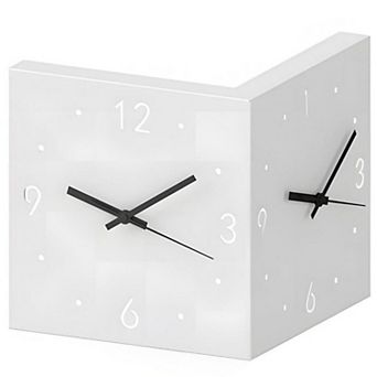 Modern Corner Wall Clock with Sensor Night Light and Silent Movement
