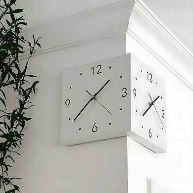 Modern Corner Wall Clock with Sensor Night Light and Silent Movement