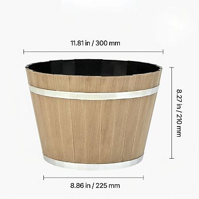 4-Pack Whiskey Barrel Style Planters with Drainage