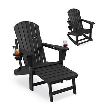 Adirondack Outdoor Rocking Chairs for Porch, Folding Adirondack Rocker Chair, HDPE & All Weather