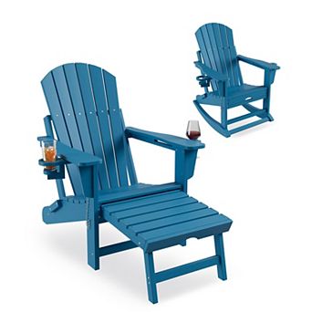 Adirondack Outdoor Rocking Chairs for Porch, Folding Adirondack Rocker Chair, HDPE & All Weather