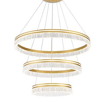 Modern Dimmable LED Pendant Light, Adjustable Aluminum & Acrylic Crystal Chandelier Fixture