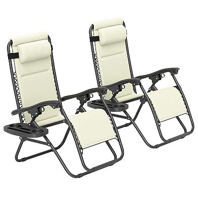 2-Piece Zero Gravity Reclining Lounge Chair Set with Tray