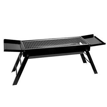 Portable Foldable Charcoal BBQ Grill with Shelf and Stainless Steel Net