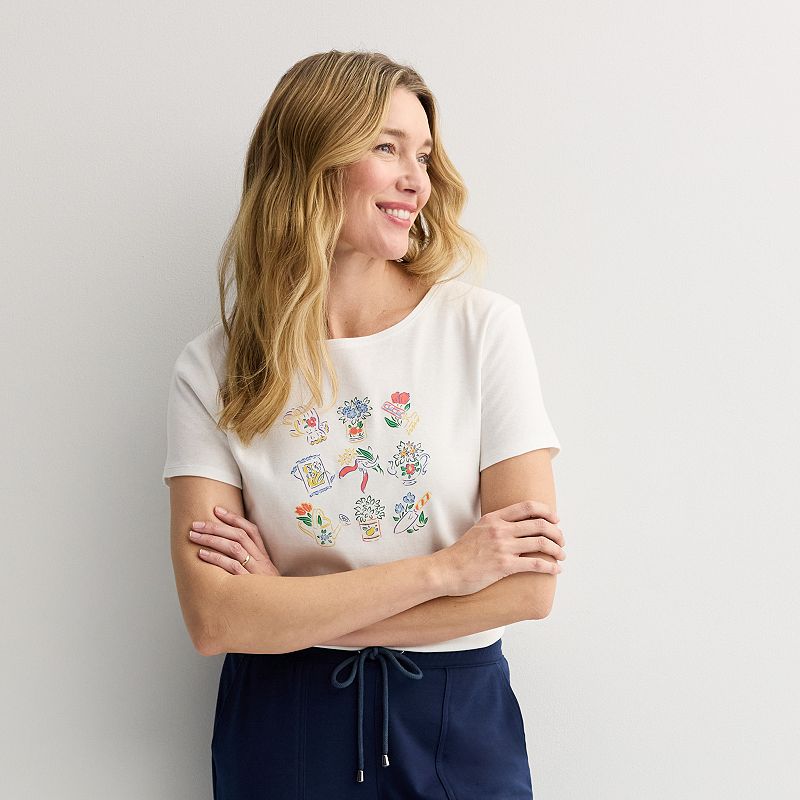 Women's Croft & Barrow® Essential Short Sleeve Graphic Tee,