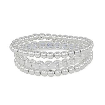 Nine West 3 pc Silver Tone Beaded Sphere Stretch Set