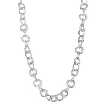 Nine West Silver Tone Ring Collar Necklace