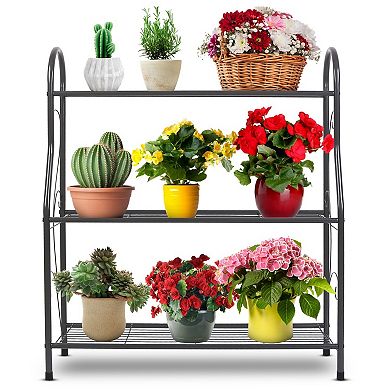 3-Tier Metal Plant Stand for Indoor Outdoor Display and Storage