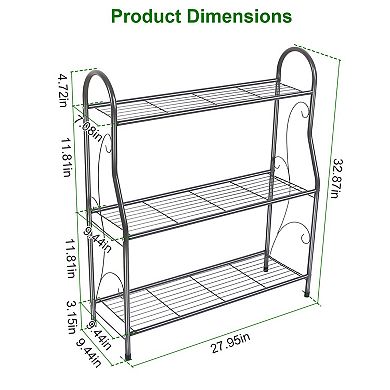 3-Tier Metal Plant Stand for Indoor Outdoor Display and Storage