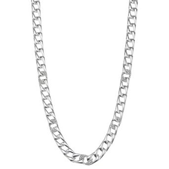 Nine West Silver Tone Crystal Link Collar Necklace
