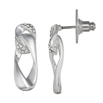 Nine West Silver Tone Drop Link Earrings
