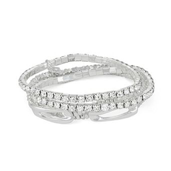 Nine West 3 pc Silver Tone Beaded Stretch Bracelet Set