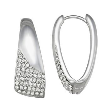 Nine West Silver Tone Hinge Hoop Earrings