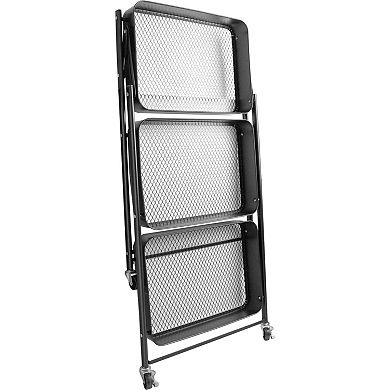 Heritage Living 3-Shelf Foldable Rolling Cart with Wheels