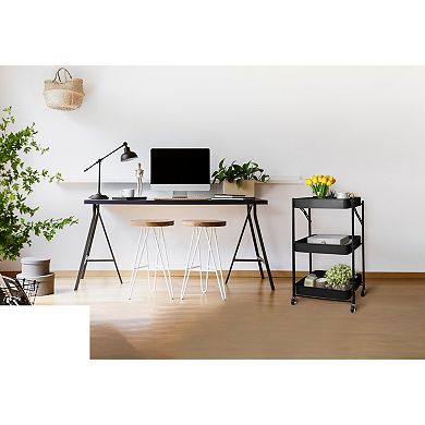 Heritage Living 3-Shelf Foldable Rolling Cart with Wheels