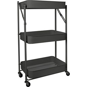 Heritage Living 3-Shelf Foldable Rolling Cart with Wheels