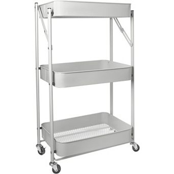 Heritage Living 3-Shelf Foldable Rolling Cart with Wheels