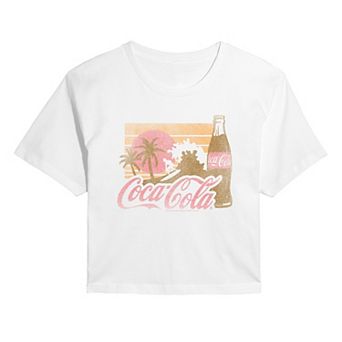 Juniors' Coca-Cola Surfing Distressed Cropped Tee