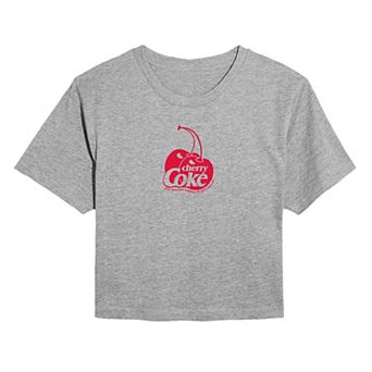 Juniors' Cherry Coke Minimalist Cherry Logo Cropped Tee
